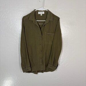 Cloth & Stone Shirt Womens Small Green Tencel Button Front Long Sleeve Top